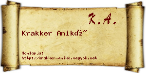 Krakker Anikó névjegykártya
